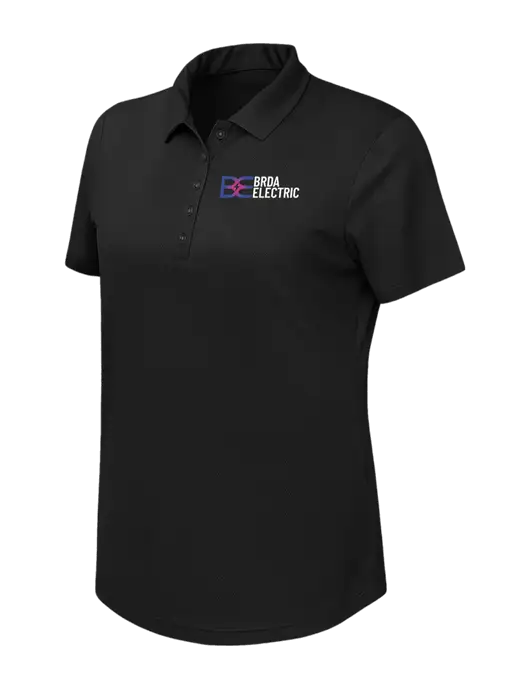 Callaway Womens Birdseye Black Polo w/Brda Electric Logo