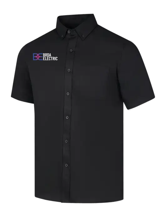Short Sleeve Deep Black Superpro React Twill Shirt w/Brda Electric Logo
