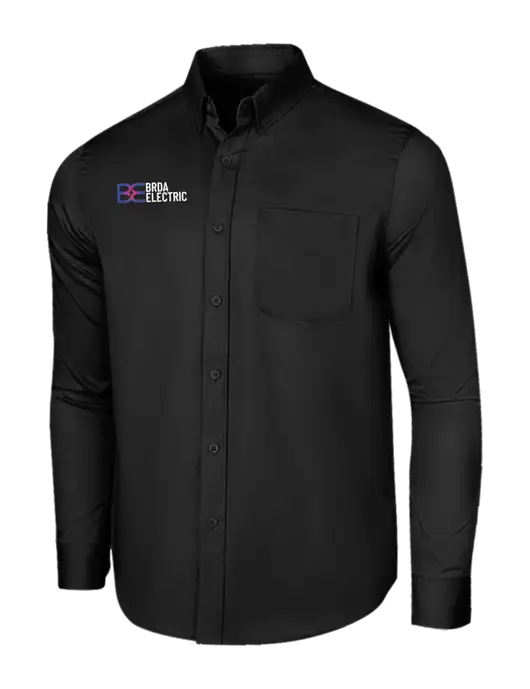 Long Sleeve Deep Black Superpro React Twill Shirt w/Brda Electric Logo