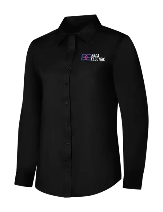 Womens Black Long Sleeve Superpro React Twill Shirt w/Brda Electric Logo