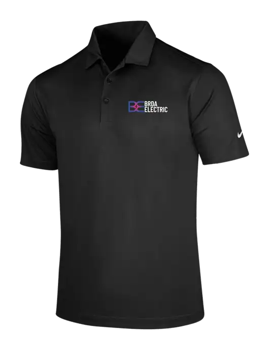 NIKE Black Dri-Fit Vertical Mesh Polo w/Brda Electric Logo