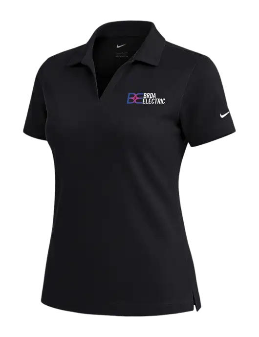 NIKE Black Womens Dri-Fit Micro Pique Polo w/Brda Electric Logo