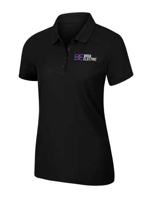 Womens Black Core Classic Pique Polo w/Brda Electric Logo