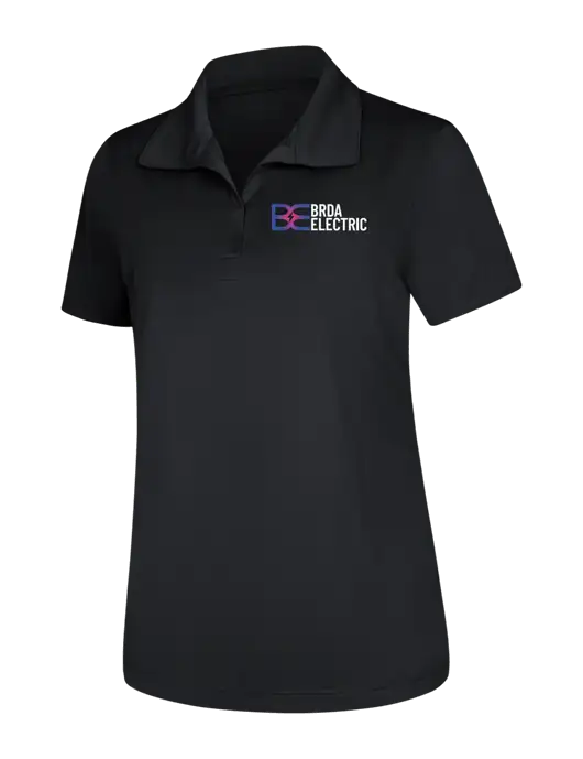 Womens Black Micropique Sport-Wick Polo w/Brda Electric Logo