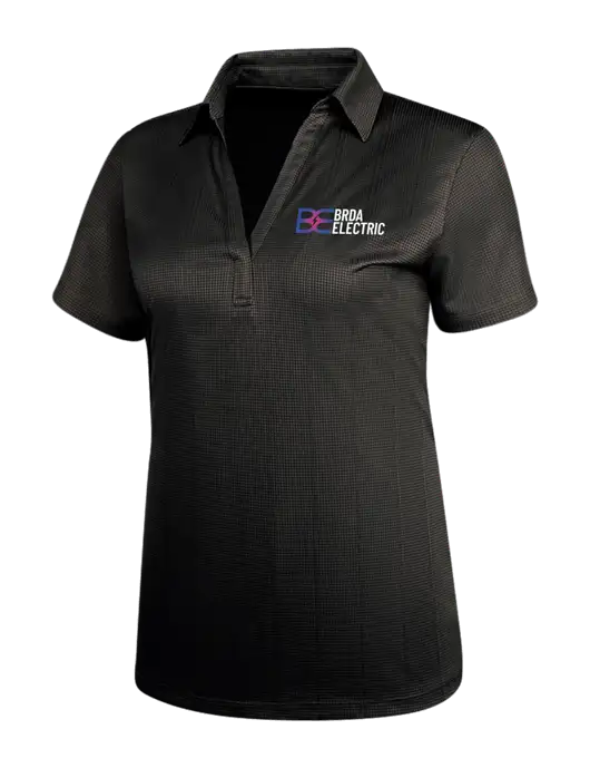 Black Womens Performance Fine Jacquard Polo w/Brda Electric Logo