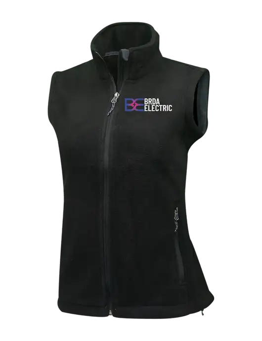 Womens Black Fleece Vest w/Brda Electric Logo
