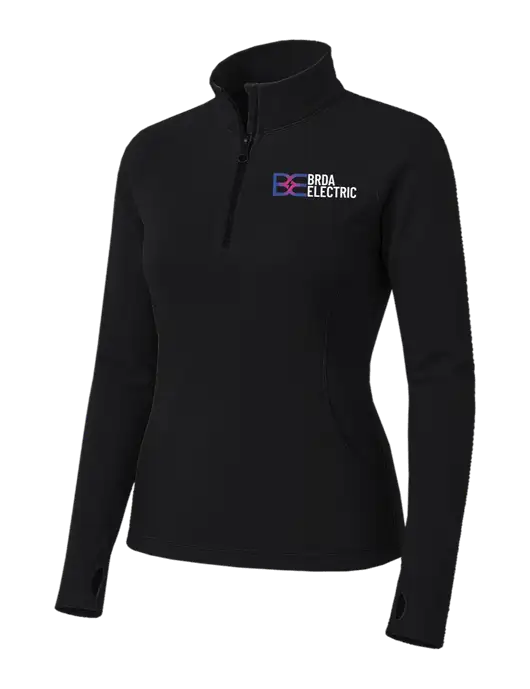 Womens Black Sport Wick Stretch 1/4 Zip Pullover w/Brda Electric Logo