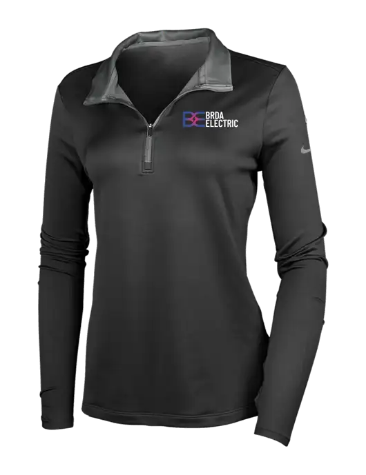 NIKE Black/Dark Grey Womens Dry-Fit Stretch 1/2 Zip Cover-Up w/Brda Electric Logo