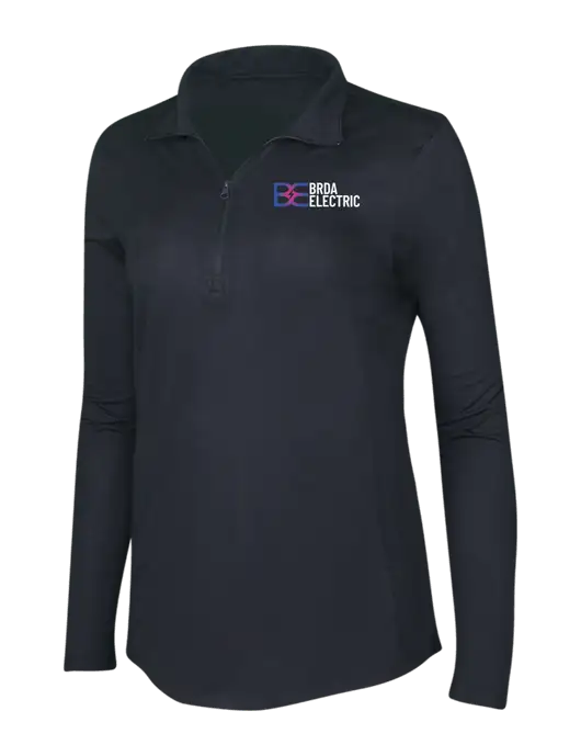 Black Triad Solid Womens Posicharge Tri-Blend Wicking 1/4 Zip Pullover w/Brda Electric Logo