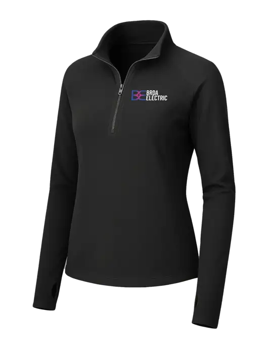 Womens Black Microfleece 1/2 Zip Pullover w/Brda Electric Logo