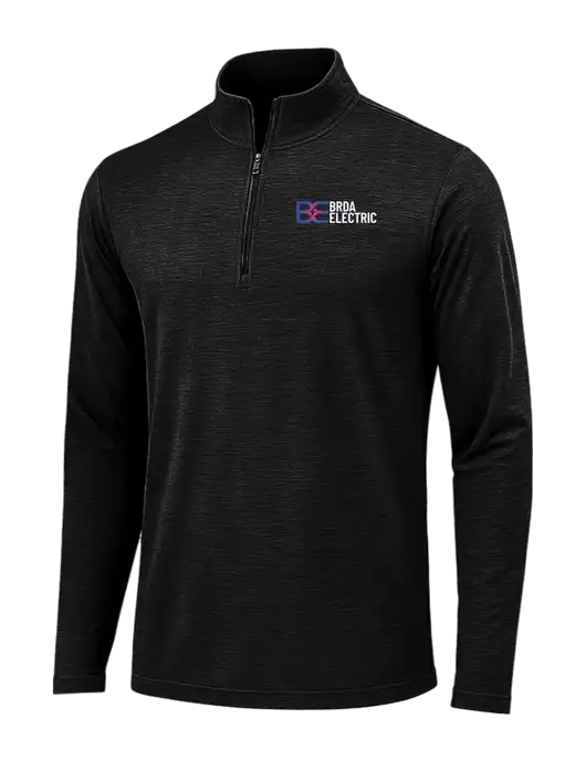 Black Triad Solid Posicharge Tri-Blend Wicking 1/4 Zip Pullover w/Brda Electric Logo