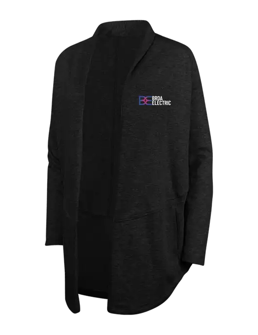 Deep Black/Charcoal Heather Womens Interlock Cardigan w/Brda Electric Logo