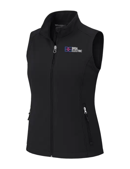 Black Womens Core Soft Shell Vest w/Brda Electric Logo