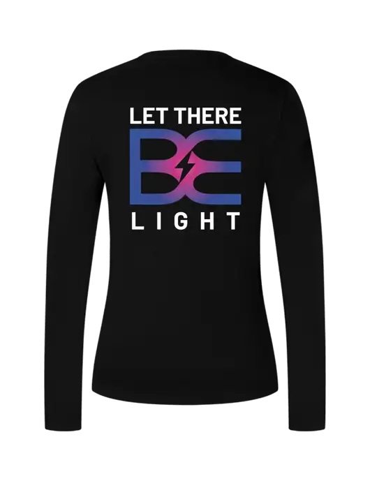 Womens V-Neck Ring Spun Jet Black 4.5 oz Long Sleeve T-Shirt w/Brda Electric Logo, Brda Electric Logo