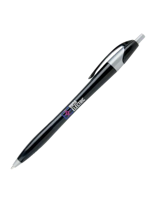 Novella Black/Silver Corporate Pen - Blue Ink w/Brda Electric Logo
