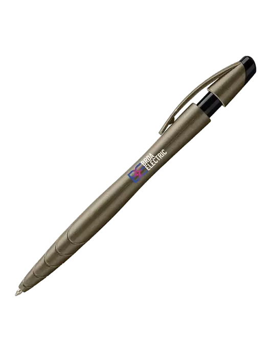 Awali Grey Metallic Pen - Black Ink w/Brda Electric Logo