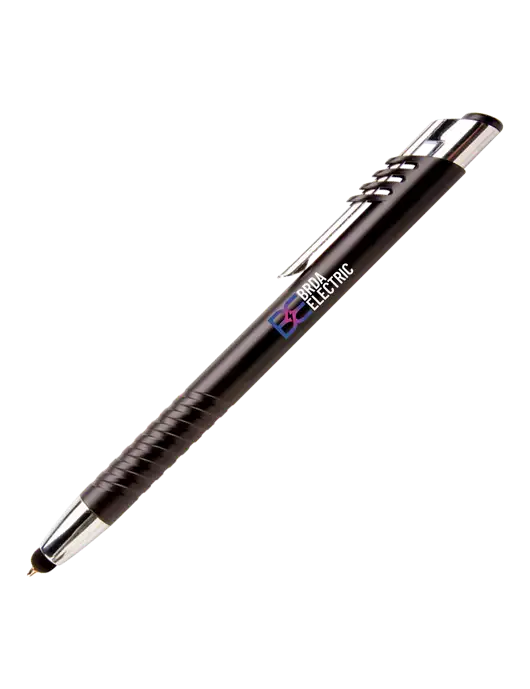 Schirhart Black Stylus Pen - Blue Ink w/Brda Electric Logo