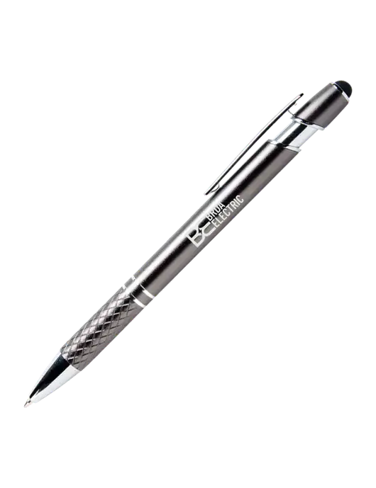 Valencia Gunmetal Stylus Pen - Black Ink w/Brda Electric Logo