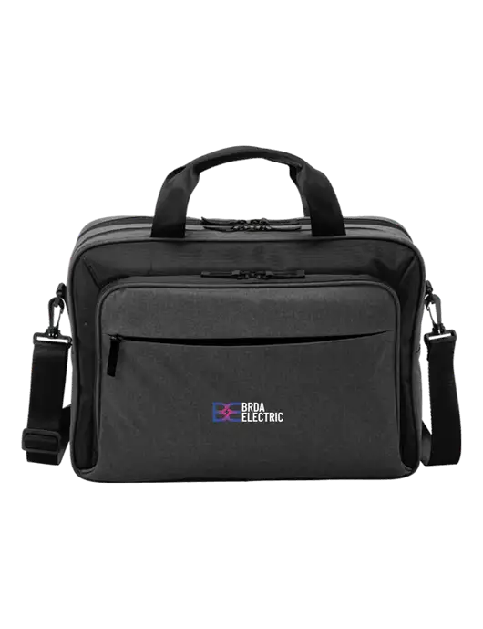 Travel Exec Graphite Heather/Black Laptop Briefcase w/Brda Electric Logo