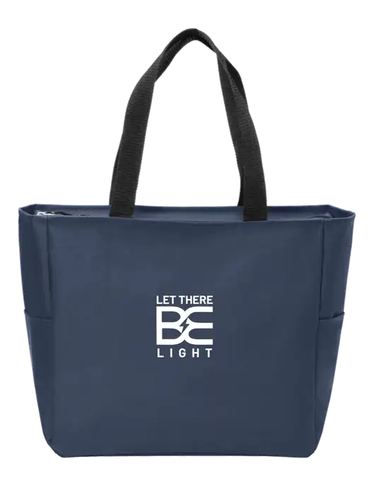 Everyday Navy Zip Tote  w/Brda Electric Logo