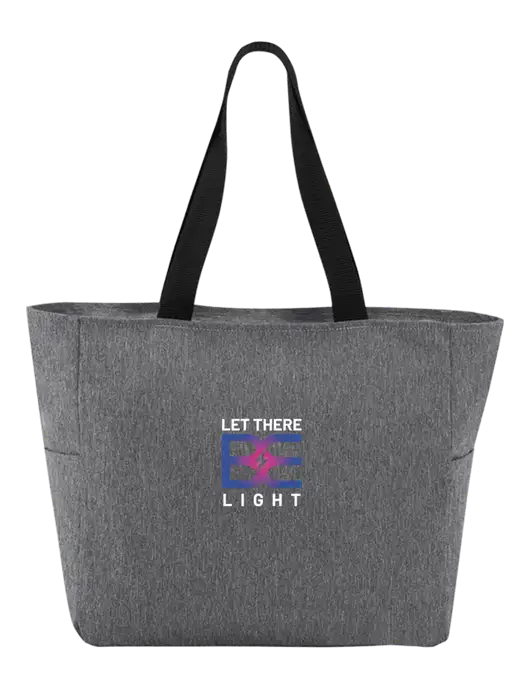 Everyday Heather Grey Zip Tote  w/Brda Electric Logo