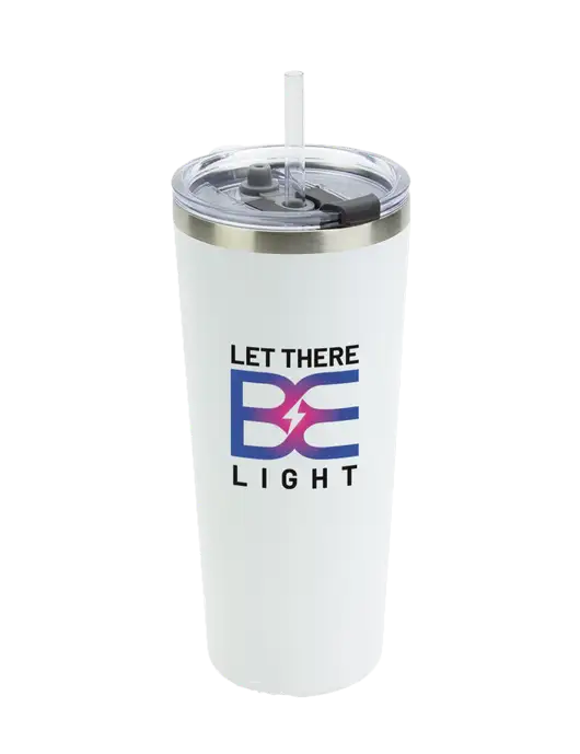 Brighton White 20 oz Insulated Tumbler & Straw w/Brda Electric Logo