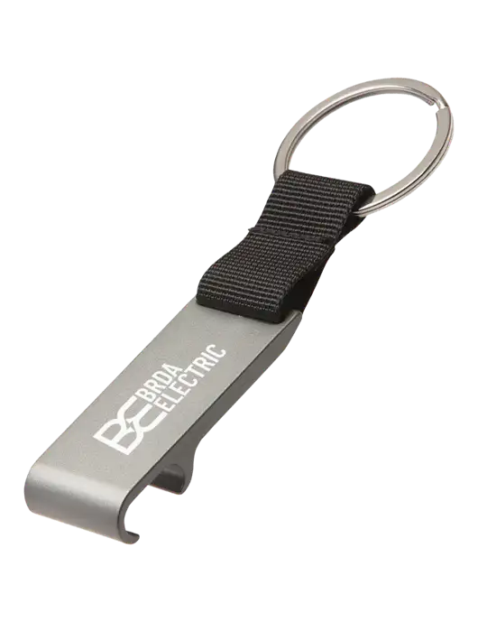 Gunmetal Bottle Opener & Key Ring w/Brda Electric Logo