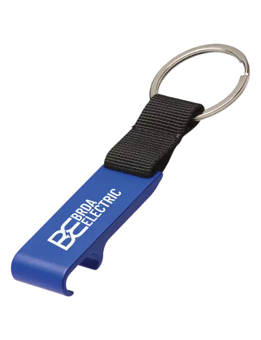 Blue Bottle Opener & Key Ring w/Brda Electric Logo