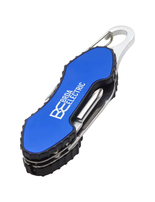 Blue 6 in 1 Tool with Carabiner w/Brda Electric Logo