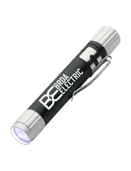 Black Aluminum LED Penlight w/Brda Electric Logo