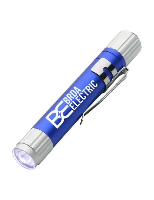 Blue Aluminum LED Penlight w/Brda Electric Logo