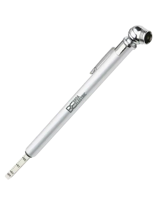 Quick View Silver Tire Gauge w/Brda Electric Logo