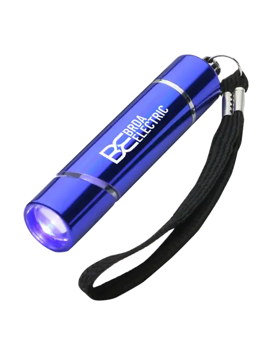 Blue Aluminum Scope LED Flashlight w/Brda Electric Logo