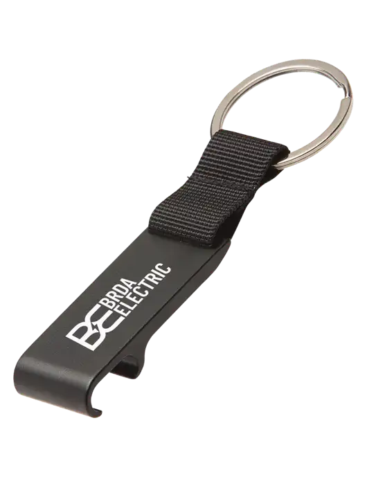 Black Bottle Opener & Key Ring w/Brda Electric Logo