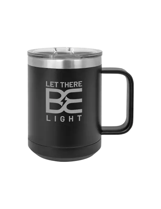 Polar Camel 15 oz Powder Coated Black Vacuum Insulated Mug with Slider Lid w/Brda Electric Logo