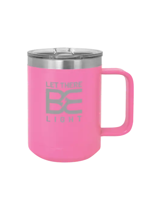 Polar Camel 15 oz Powder Coated Pink Vacuum Insulated Mug with Slider Lid w/Brda Electric Logo