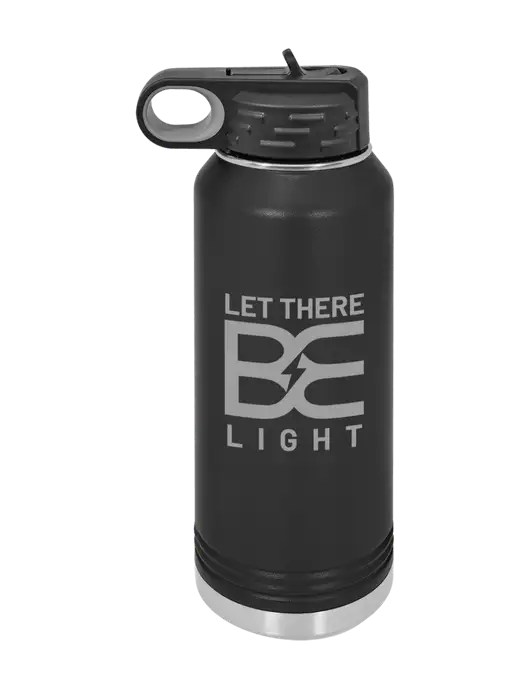 Polar Camel 32 oz Powder Coated Black Vacuum Insulated Water Bottle w/Brda Electric Logo
