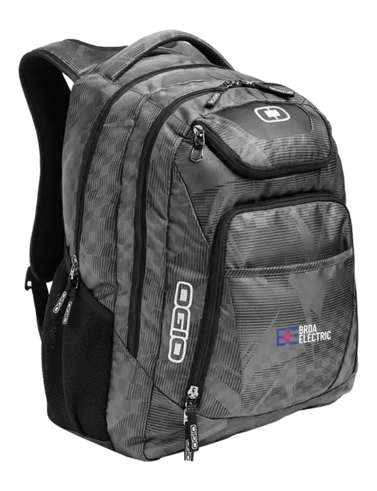 OGIO Race Day Silver Excelsior Laptop Backpack w/Brda Electric Logo
