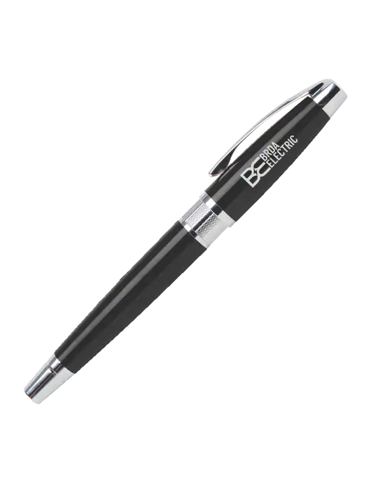 Masscotti Black Rollerball Pen - Black Ink w/Brda Electric Logo