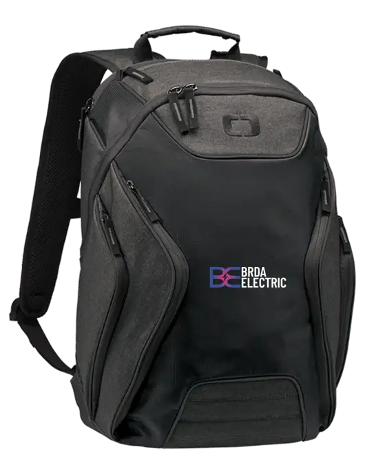 OGIO Black/Heather Grey Hatch Laptop Backpack
 w/Brda Electric Logo