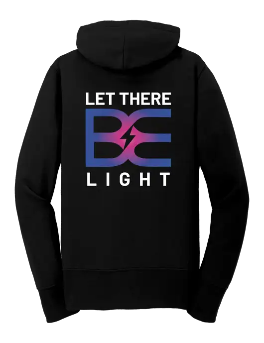 Jet Black Womens Core Fleece Full-Zip Hooded Sweatshirt w/Brda Electric Logo, Brda Electric Logo