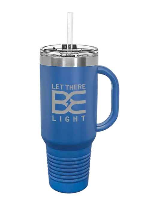 Polar Camel 40 oz. Powder Coated Vacuum Insulated Royal Travel Mug with Straw w/Brda Electric Logo