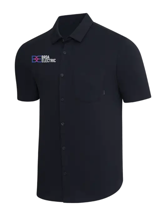 OGIO Black Extend Short Sleeve Button Up Shirt w/Brda Electric Logo