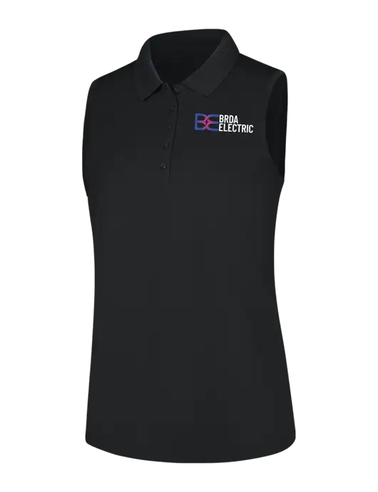 Womens Black Dry Zone UV Micro-Mesh Sleeveless Polo w/Brda Electric Logo