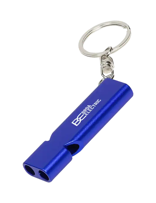 Quick Alert Blue Safety Whistle w/Brda Electric Logo