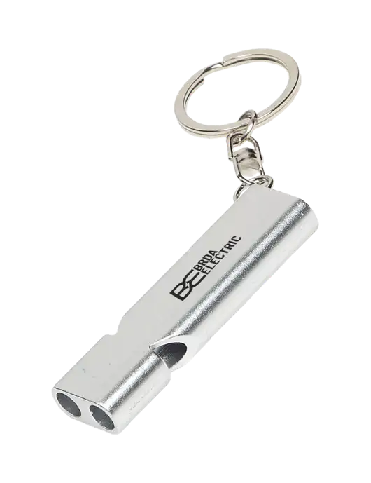 Quick Alert Silver Safety Whistle w/Brda Electric Logo