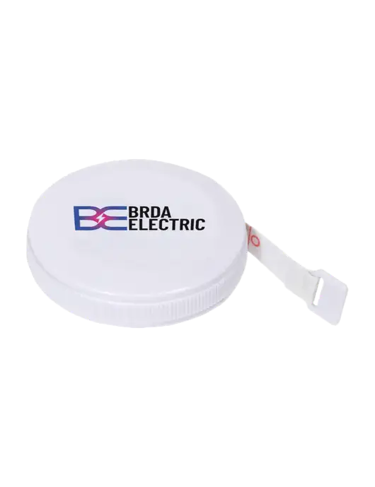 White Round Tape Measure w/Brda Electric Logo