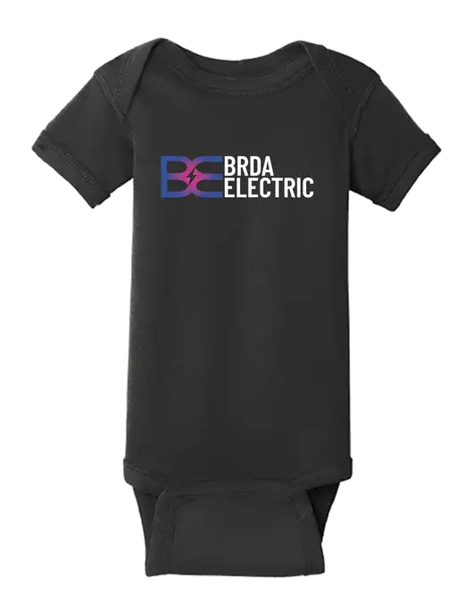 Rabbit Skins Black Infant Short Sleeve Baby Rib Bodysuit w/Brda Electric Logo