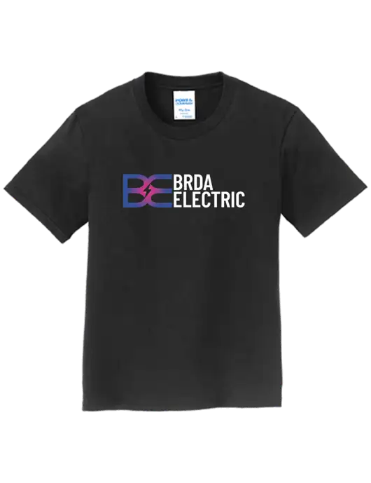 Youth Ring Spun Jet Black 4.5 oz T-Shirt w/Brda Electric Logo