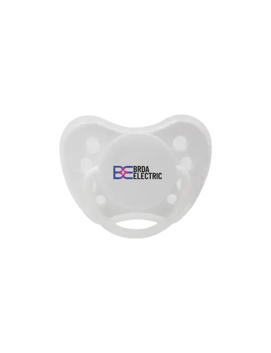 Silicone White Pacifier with Clear Cover w/Brda Electric Logo